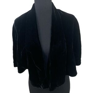 Opera Vintage 60s goth black velvet open shrug cape poncho